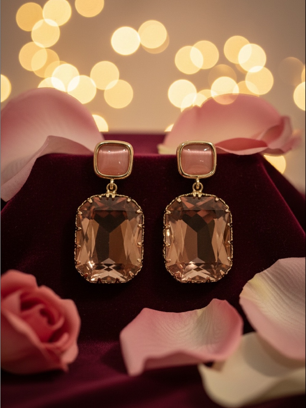 Crystal Earrings Peach pink